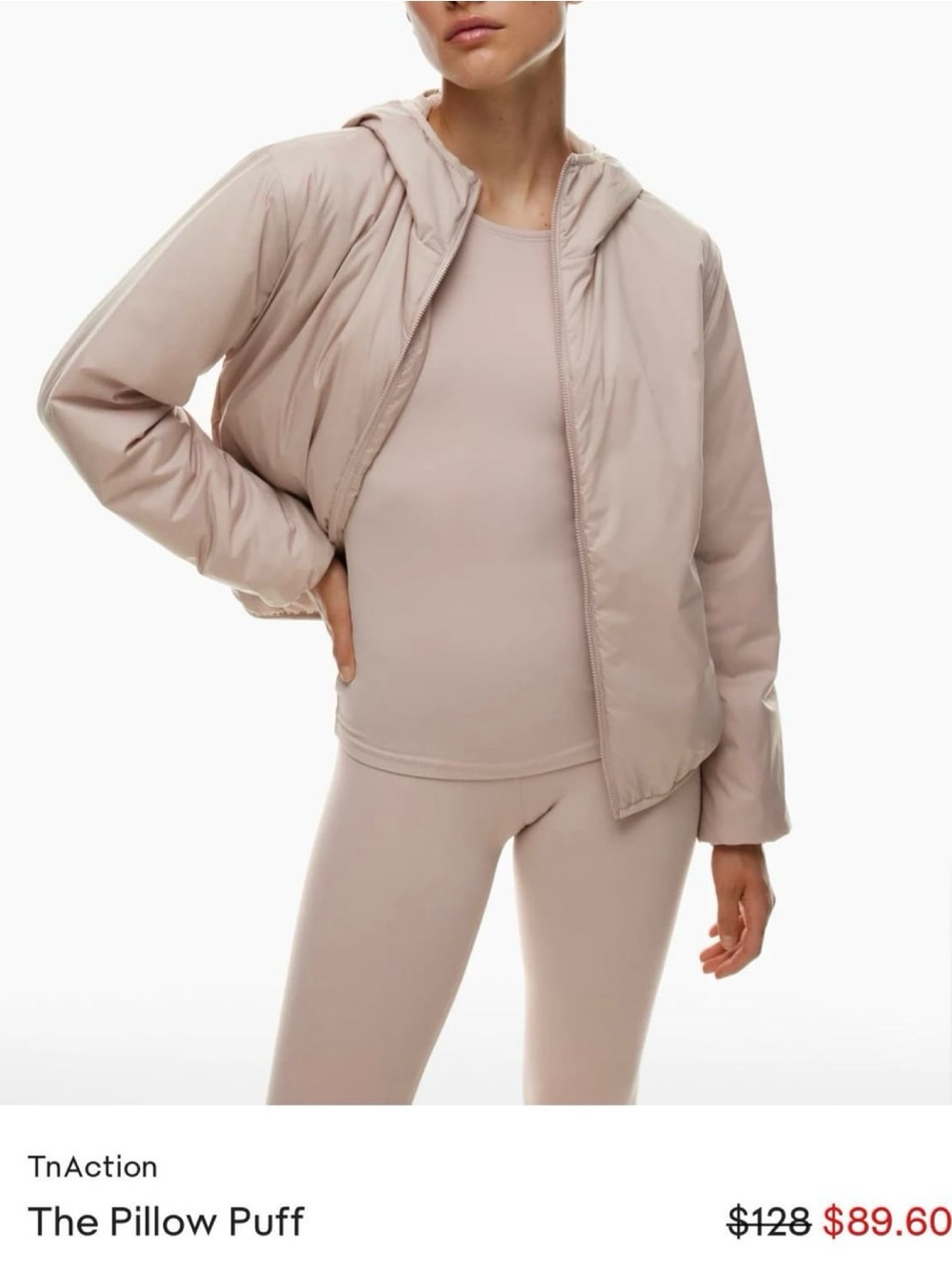Aritzia TNAction Pillow Puff Jacket in Barely Blush XXS